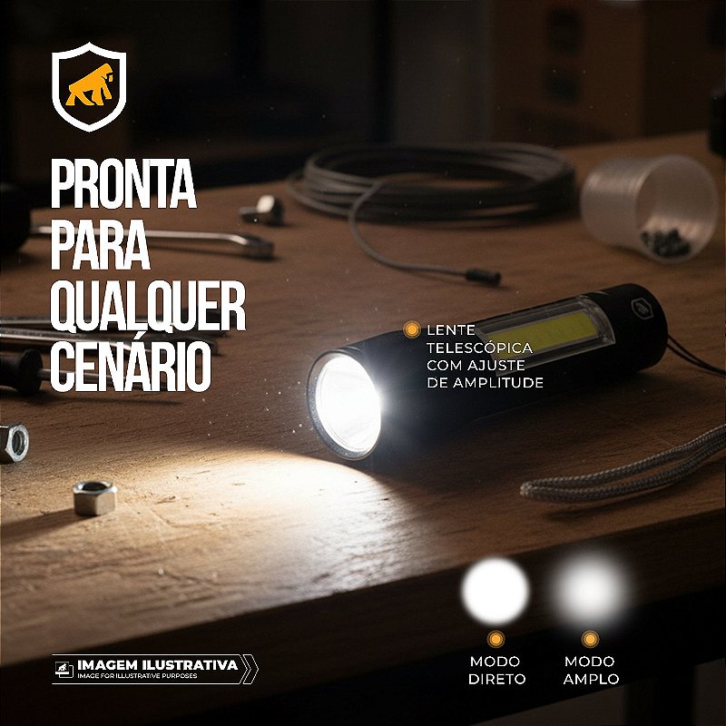Kit Sobrevivência Faca Tática Raptor + Lanterna LED Hybrid + Acendedor Portátil Armor - Gshield