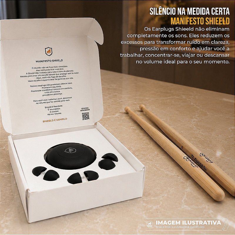 Tampão de Ouvido Earplugs Shield Calm para Proteção Auricular com Tubo de Filtro Acústico e Redução de Ruído - Bege / Preto - Gshield