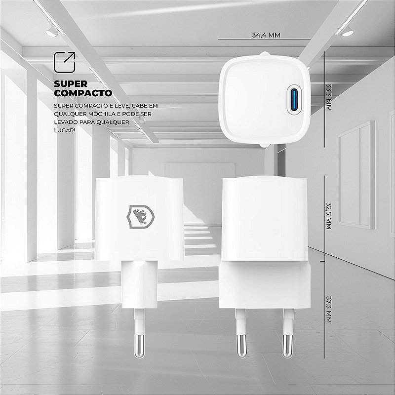 Kit Carregador de Parede Universal 20W + Cabo Dual Armor 1M Tipo C / Lightning 27W - Gshield