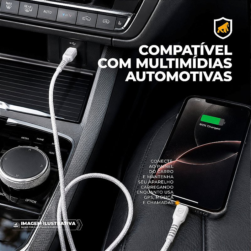 Kit Carregador de Parede Universal Tipo C / USB-A 20W + Cabo 1M Tipo C / USB-A 18W - Gshield