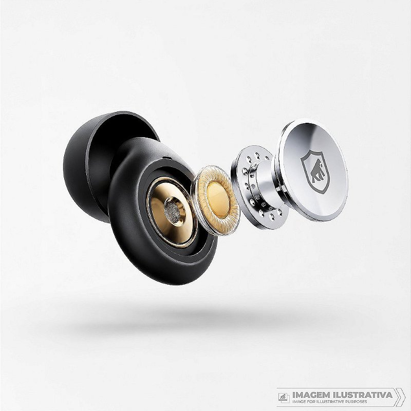 Kit Cordão Anti-Perda + Tampões de Ouvido Earplugs Shield Calm com Tubo Filtro Acústico - Preto - Gshield