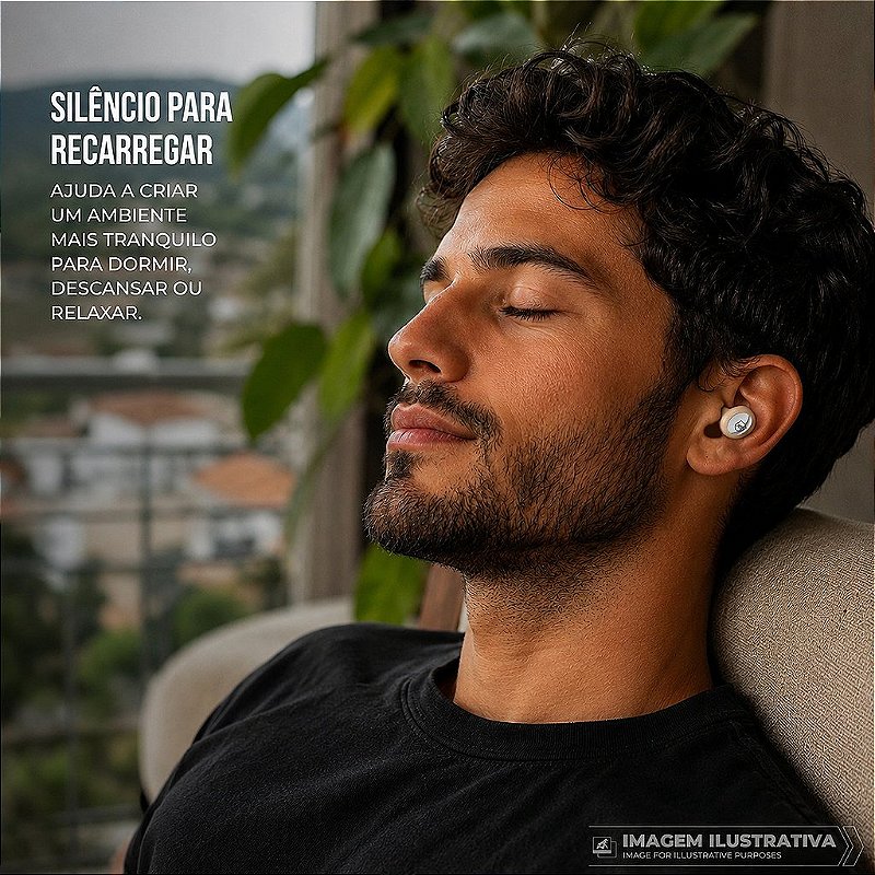 Kit Cordão Anti-Perda + Tampões de Ouvido Earplugs Shield Calm com Tubo Filtro Acústico - Bege - Gshield