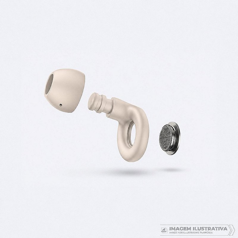 Kit Cordão Anti-Perda + Tampões de Ouvido Earplugs Shield Calm com Tubo Filtro Acústico - Bege - Gshield