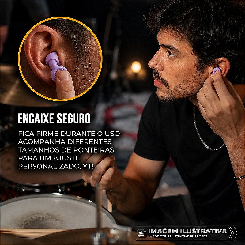 Kit Cordão Anti-Perda + Tampões de Ouvido Earplugs Shieeld Spirit Reutilizável - Lilás - Gshield