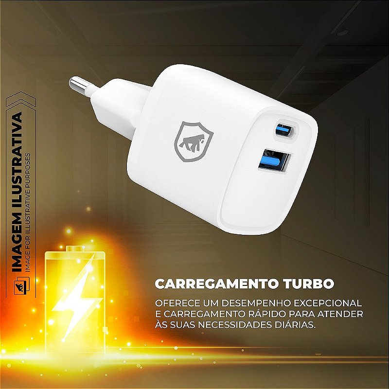 Kit Carregamento Rápido GaN 20W com Cabo 4 em 1 65W USB-C Lightning - Gshield