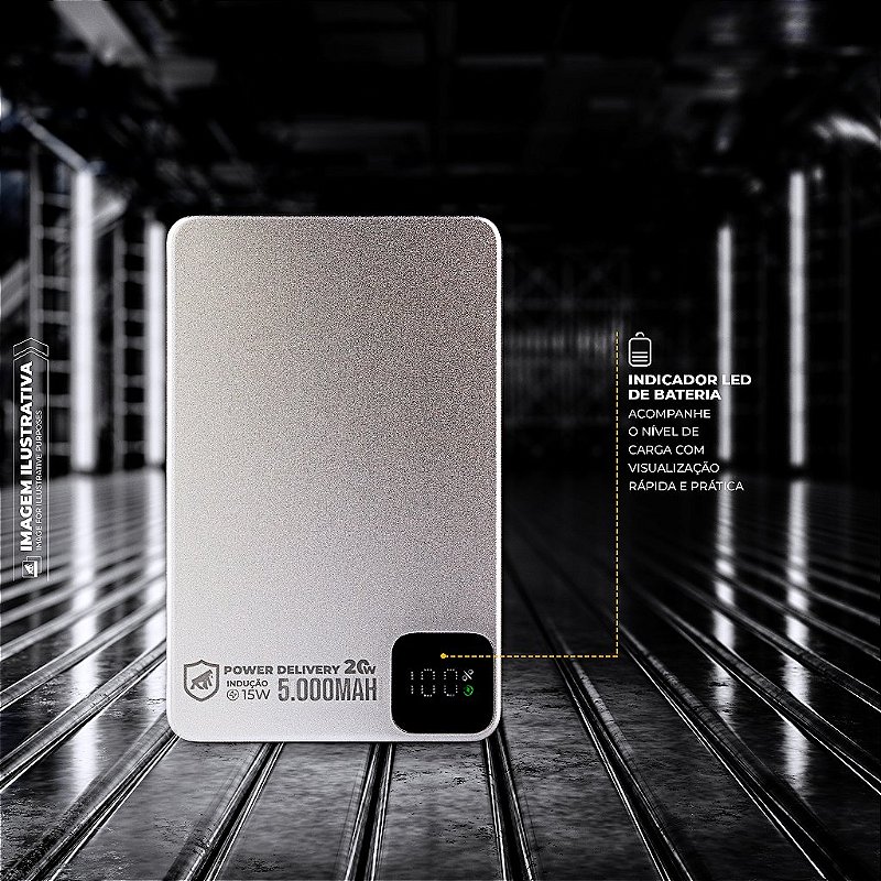 Carregador Portátil MagSafe - 5.000mAh/10.000mAh - Wireless 15W, USB-C PD, Ultrafino e Magnético para iPhone e Android - Titanium - Gshield - foto 3