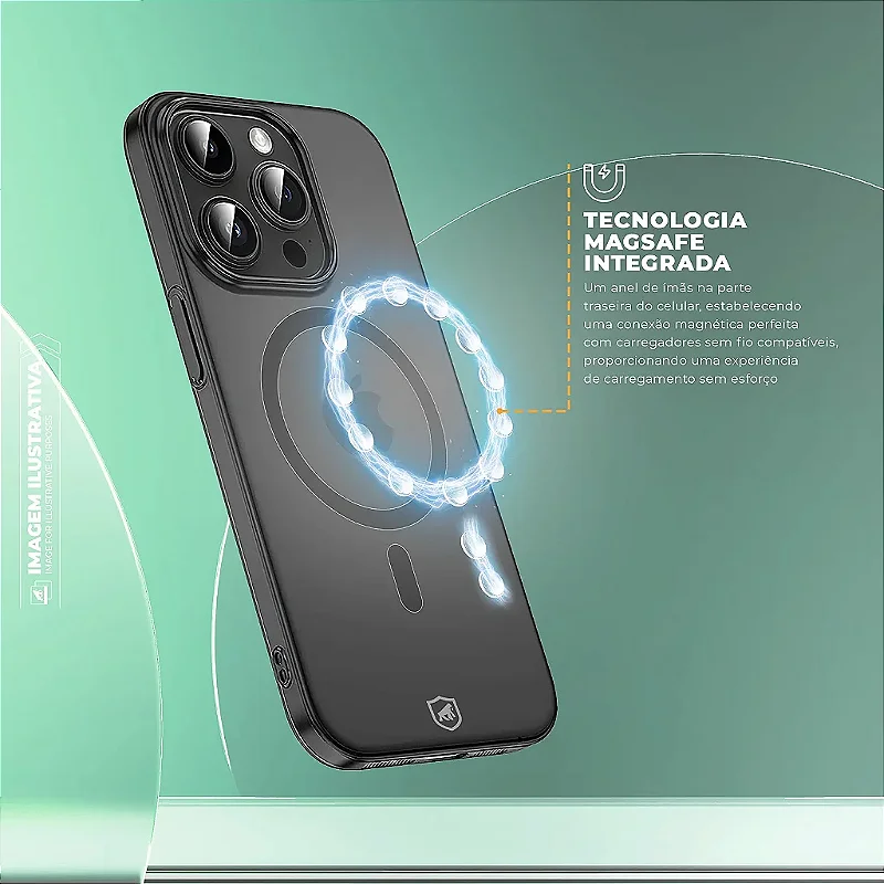 Kit Capa Crystal Slim Titanium para iPhone Air + Carregador Wireless MagSafe - Gshield