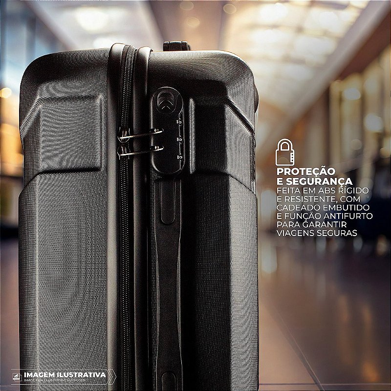 Mala de Bordo 20" Antifurto com Porta-Copos Retrátil e Rodas 360° + Necessaire Organizadora Discovery - Gshield - foto 2