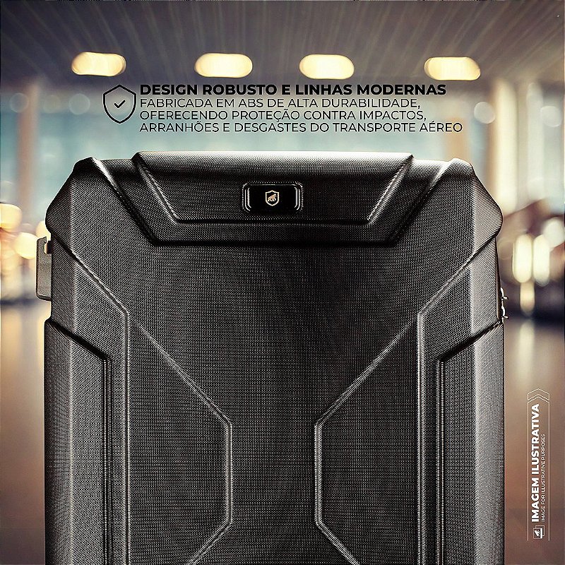 Mala de Bordo 20" Antifurto com Porta-Copos Retrátil e Rodas 360° + Necessaire Organizadora Discovery - Gshield - foto 3