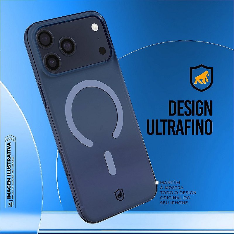 Kit Capa Crystal Slim Azul iPhone 17 Pro Max + Cordão de Pescoço com Cabo USB-A / Tipo C / Lightning - Gshield - foto 4