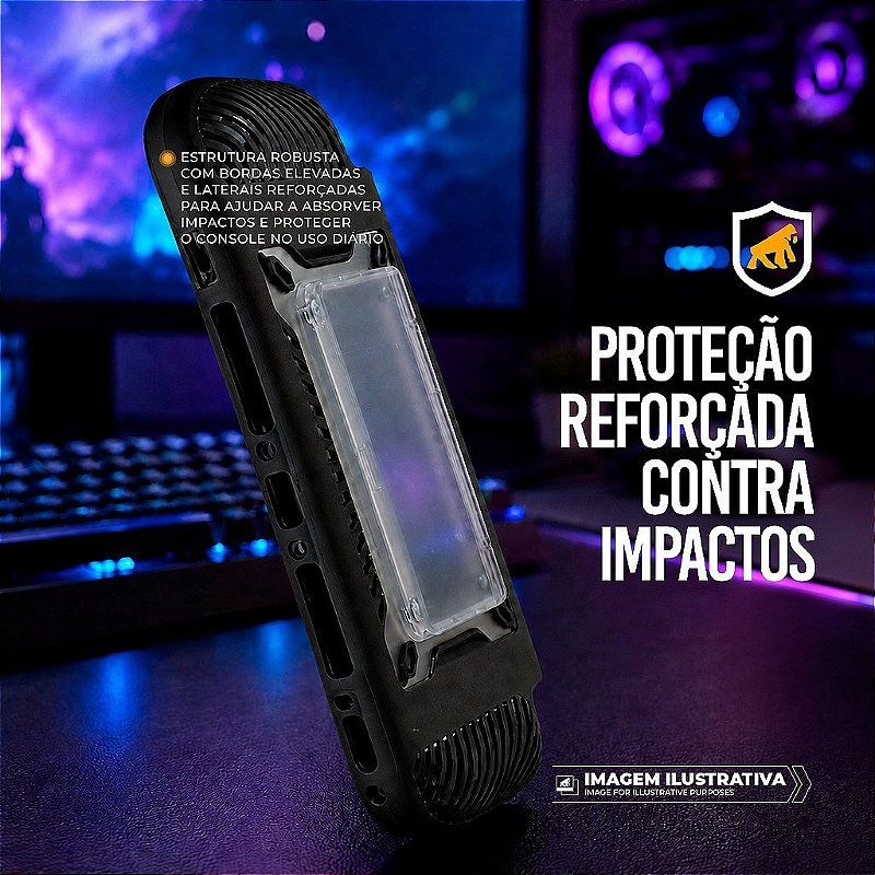 Kit Capa Armex Anti-impacto e Case Magnética Removível para SSD + Película Hydrogel Gamer Fosca para Nintendo Switch 2 - Gshield - foto 5