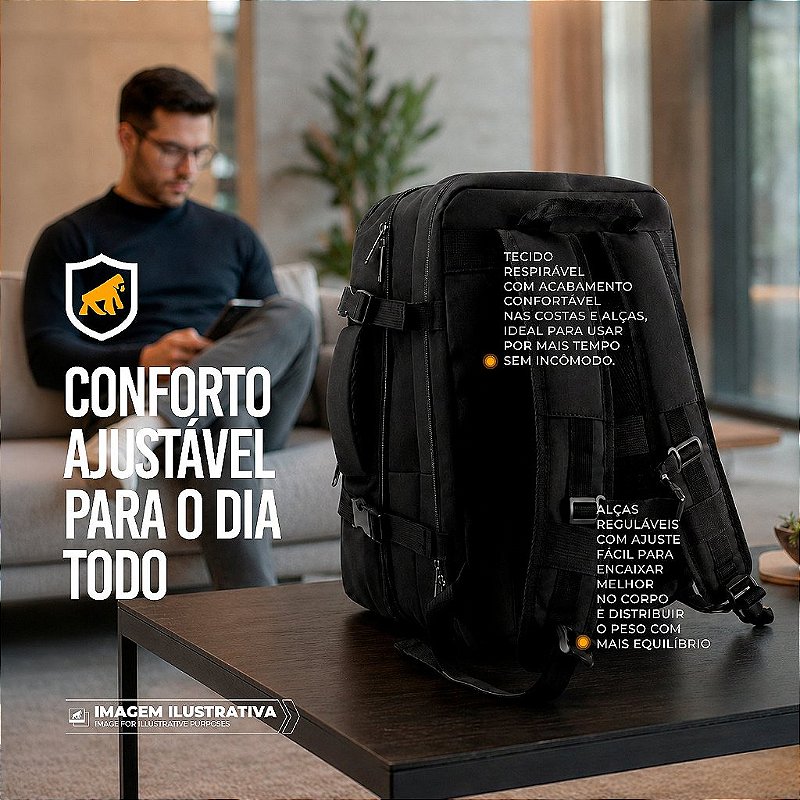 Kit Mochila Symetric Impermeável 33L Notebook 17" + Carregador Turbo PD - Gshield - foto 5