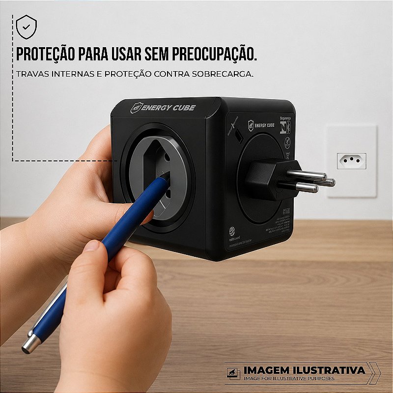 Filtro de Linha Multiplicador de Tomadas Bivolt - 5 Tomadas - Energy Cube - Gshield
