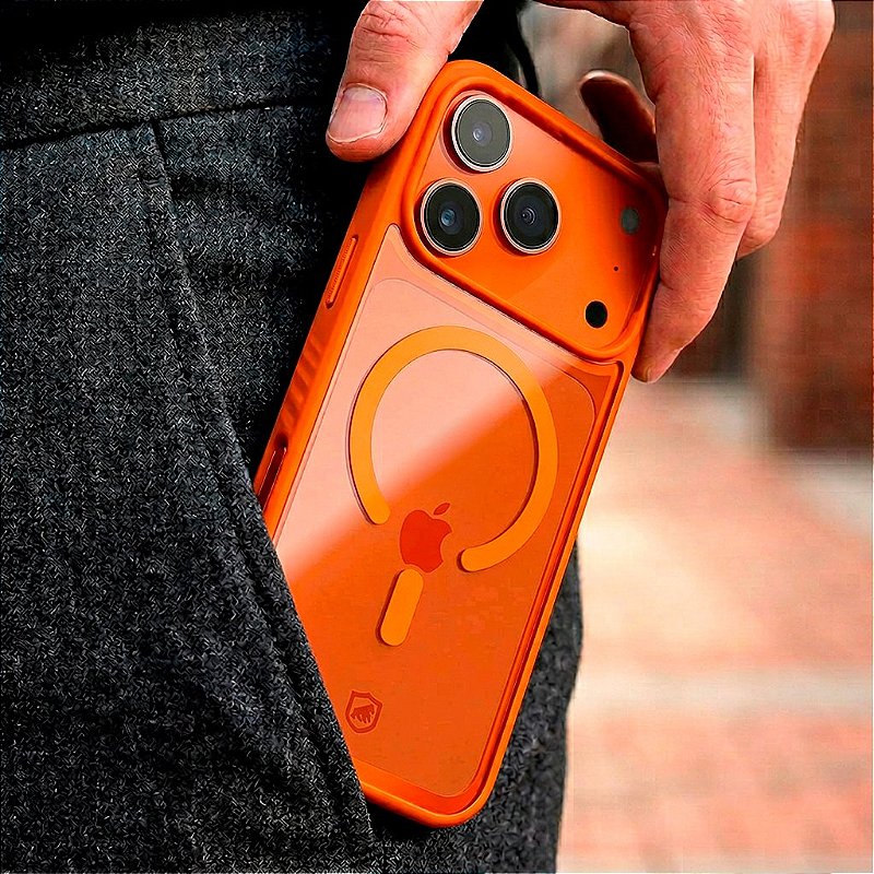 Capa para iPhone 18 Pro Max - Magsafe Wave Transparente - Laranja - Gshield - foto 2