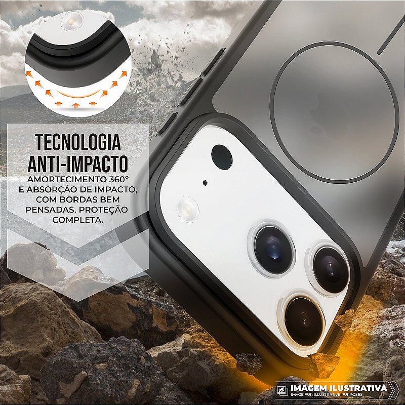 Capa para iPhone 18 Pro - Magsafe Wave Fumê - Preta - Gshield