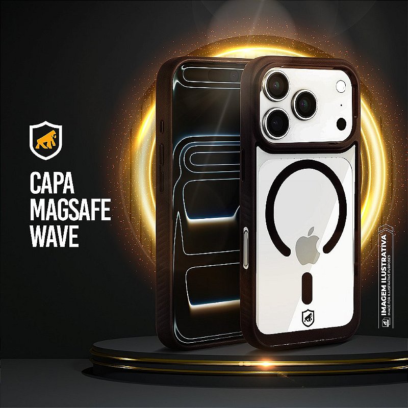 Capa para iPhone 18 Pro - Magsafe Wave Transparente - Preta - Gshield