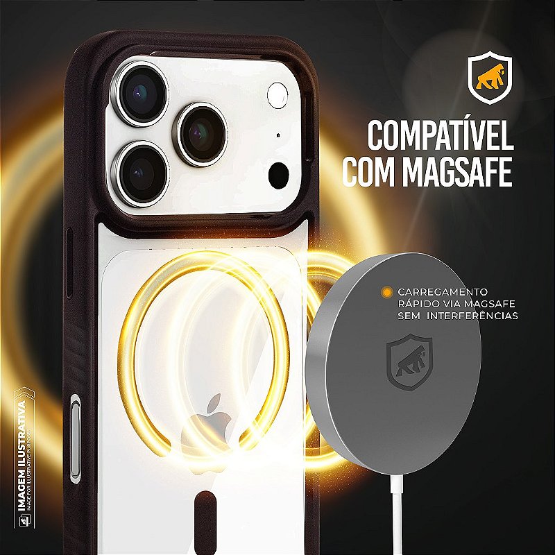 Capa para iPhone 18 Pro - Magsafe Wave Transparente - Preta - Gshield