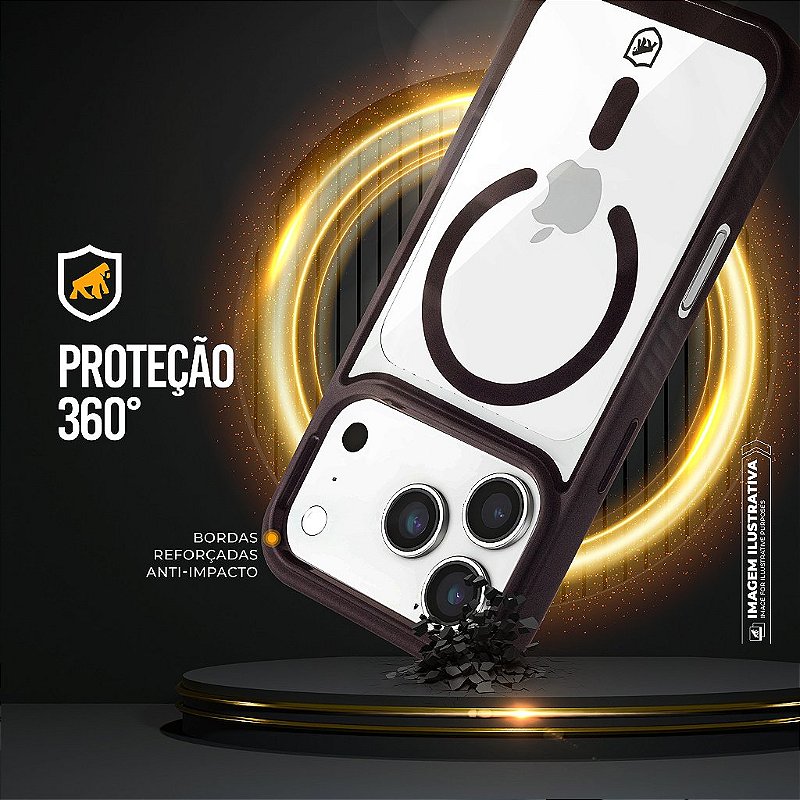 Capa para iPhone 18 Pro - Magsafe Wave Transparente - Preta - Gshield