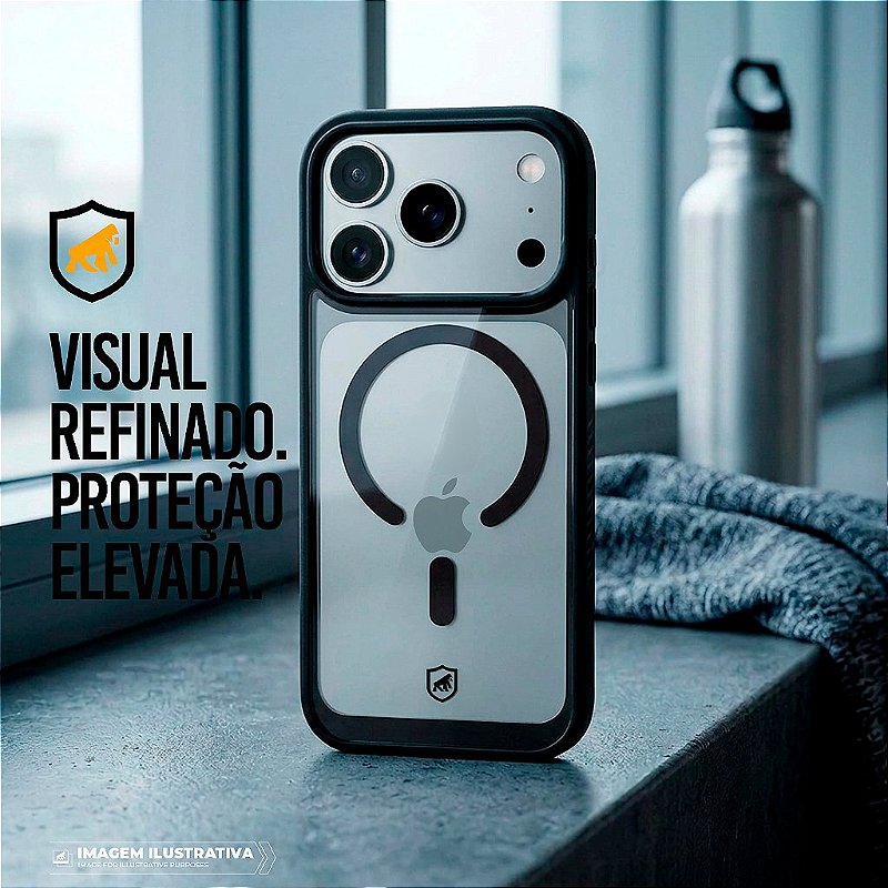 Capa para iPhone 18 Pro Max - Magsafe Wave Transparente - Preta - Gshield
