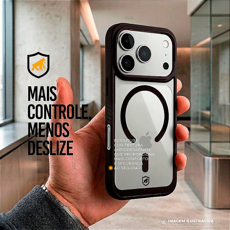 Capa para iPhone 18 Pro Max - Magsafe Wave Transparente - Preta - Gshield