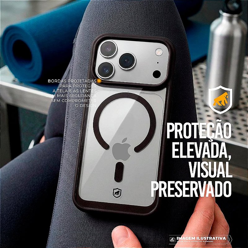 Capa para iPhone 18 Pro Max - Magsafe Wave Transparente - Preta - Gshield