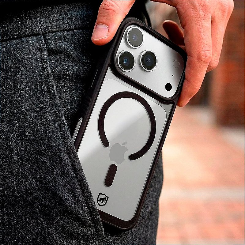 Capa para iPhone 18 Pro Max - Magsafe Wave Transparente - Preta - Gshield