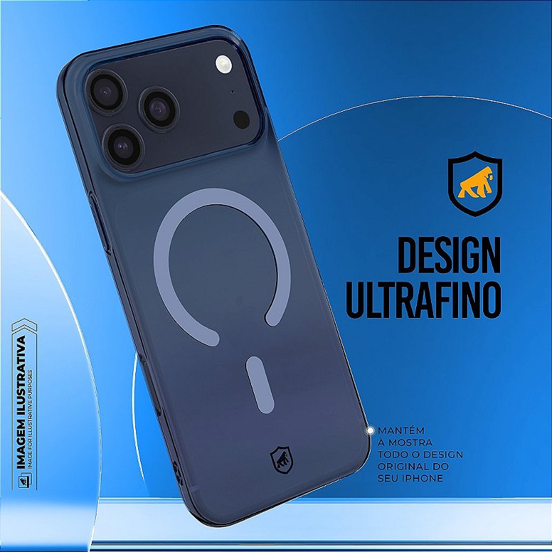 Capa para iPhone 18 Pro - Crystal Slim Magsafe - NÃO AMARELA - Azul - Gshield