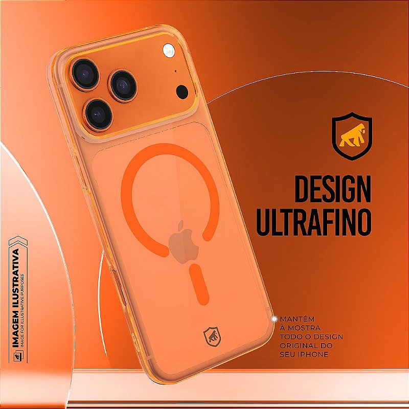 Capa para iPhone 18 Pro Max - Crystal Slim Magsafe - NÃO AMARELA - Laranja - Gshield