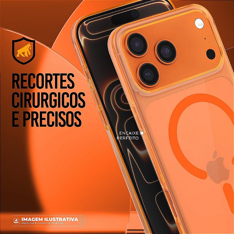 Capa para iPhone 18 Pro Max - Crystal Slim Magsafe - NÃO AMARELA - Laranja - Gshield