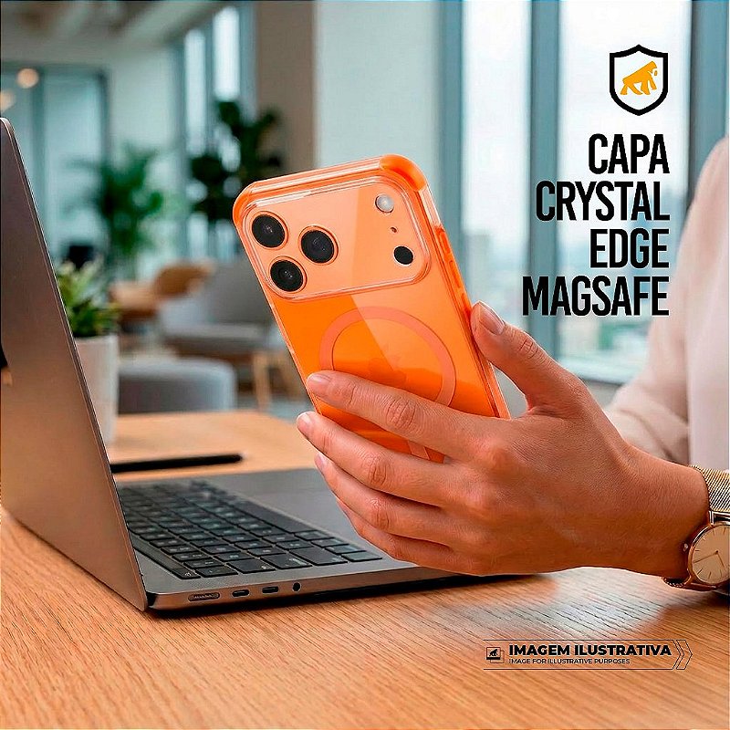 Capa para iPhone 18 Pro Max - Crystal Edge Magsafe - Laranja - NÃO AMARELA - Gshield