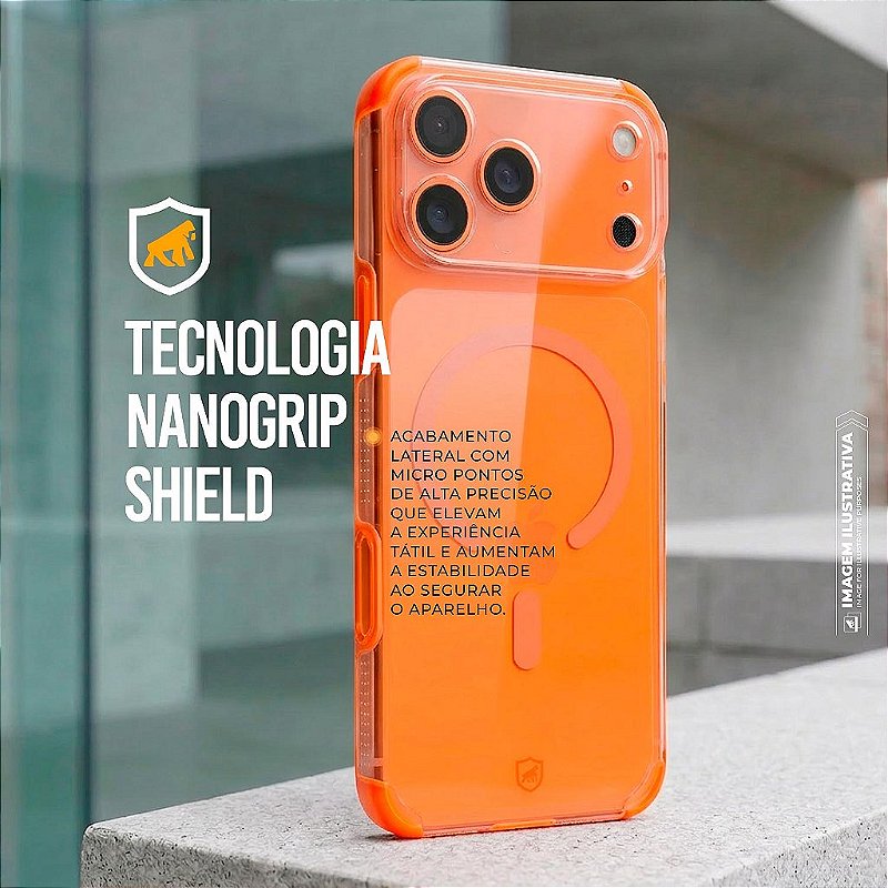 Capa para iPhone 18 Pro Max - Crystal Edge Magsafe - Laranja - NÃO AMARELA - Gshield