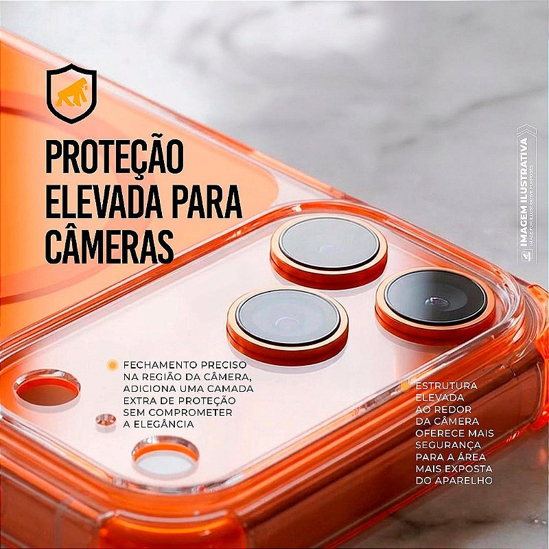 Capa para iPhone 18 Pro Max - Crystal Edge Magsafe - Laranja - NÃO AMARELA - Gshield