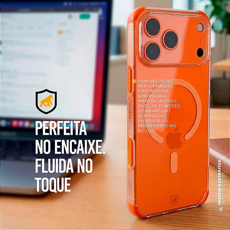 Capa para iPhone 18 Pro Max - Crystal Edge Magsafe - Laranja - NÃO AMARELA - Gshield