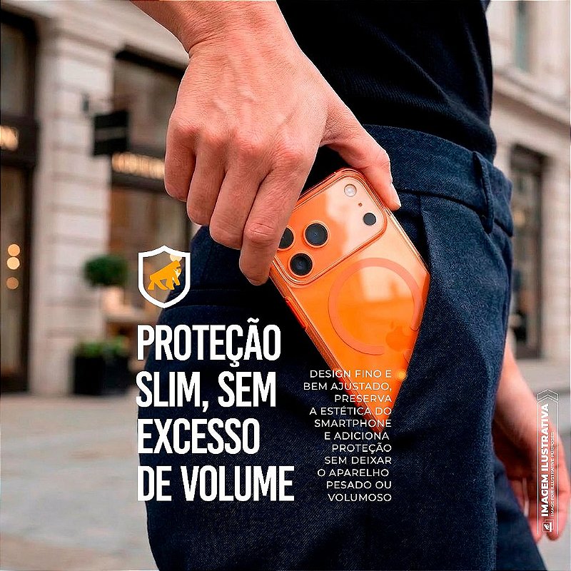 Capa para iPhone 18 Pro Max - Crystal Edge Magsafe - Laranja - NÃO AMARELA - Gshield