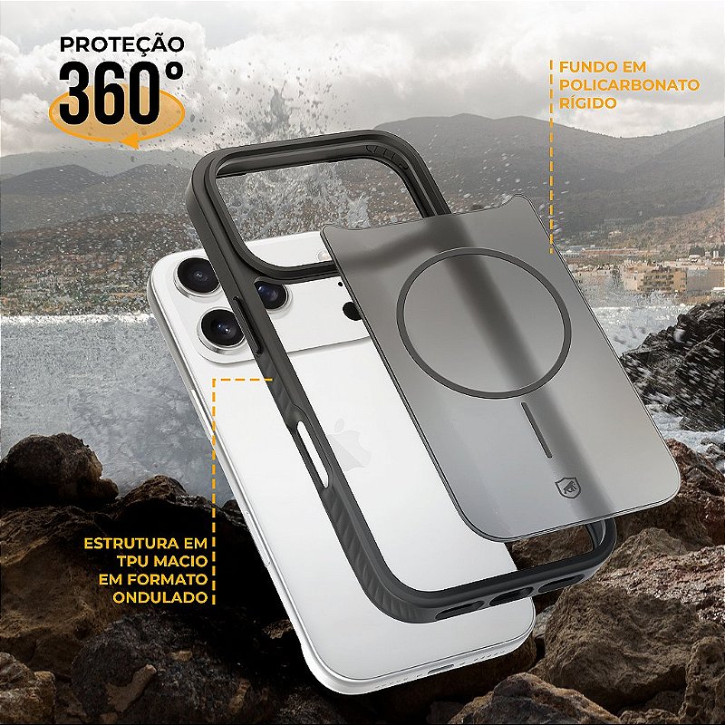 Capa para iPhone 18 Pro Max - Magsafe Wave Fumê - Preta - Gshield