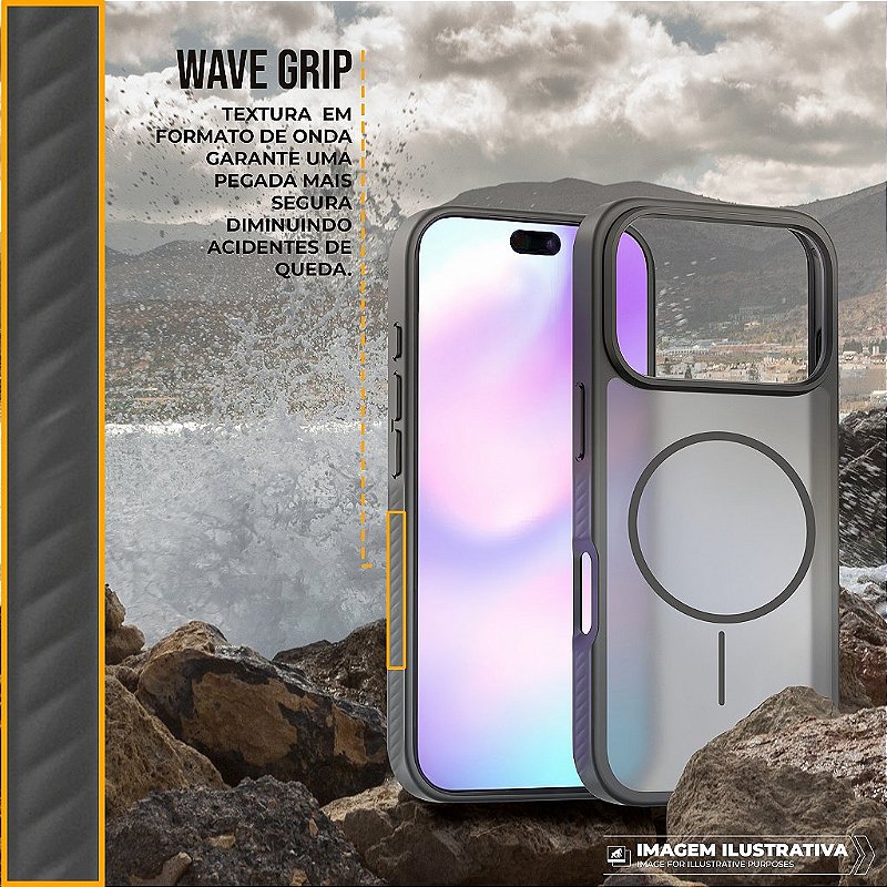 Capa para iPhone 18 Pro Max - Magsafe Wave Fumê - Preta - Gshield
