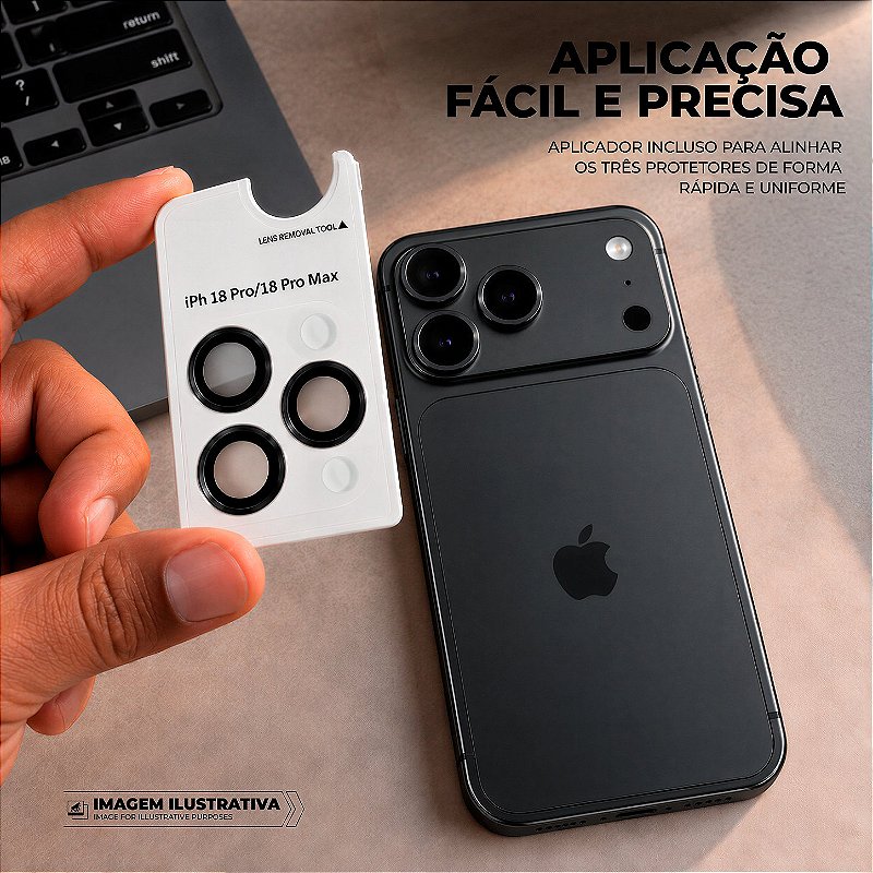 Protetor de Lente Dinamic para iPhone 18 Pro / 18 Pro Max - Preta - Gshield - foto 4
