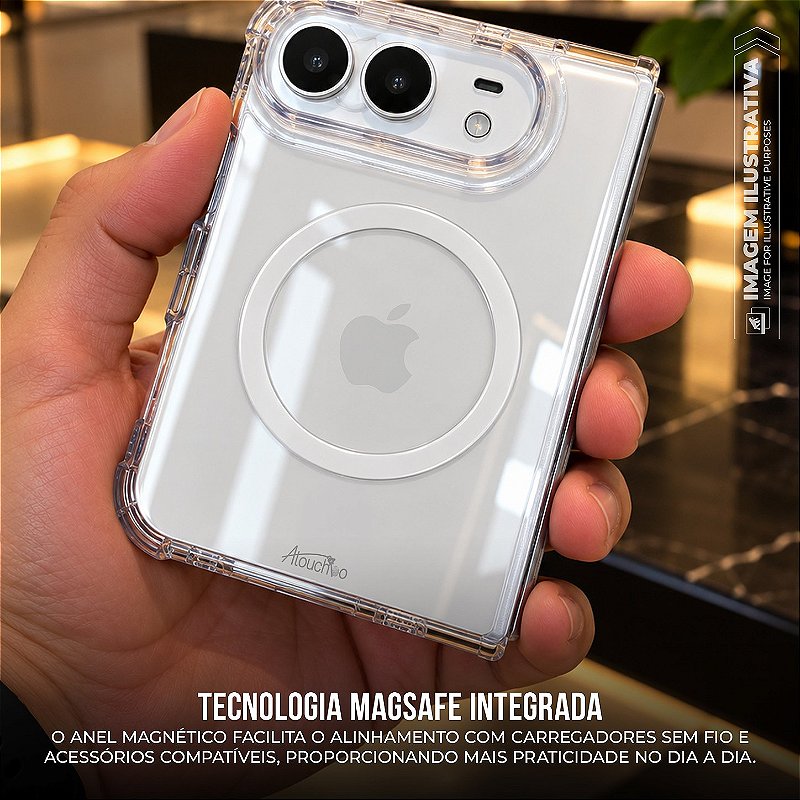 Capa Transparente Slim Anti-impacto com Visual Cristalino e Magsafe Integrado - iPhone Duo - Antishock - foto 2