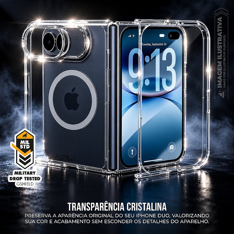 Capa Transparente Slim Anti-impacto com Visual Cristalino e Magsafe Integrado - iPhone Duo - Antishock - foto 5