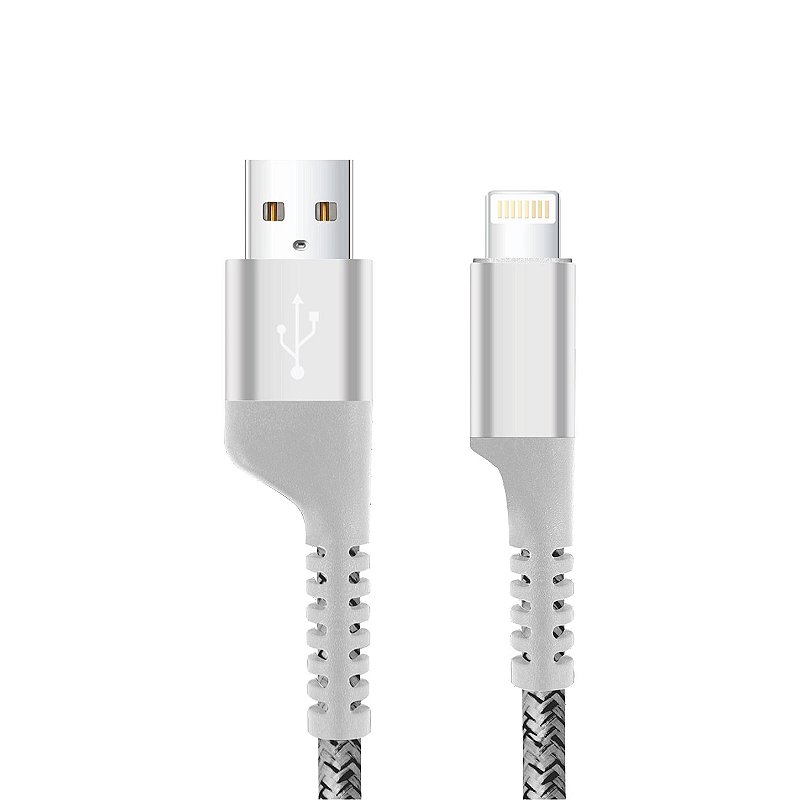Cabo Lightning / USB-A | Micro USB -A |Tipo C / USB-A 1M Nylon Trançado, Carregamento Rápido 3A e Transferência de Dados 480Mbps - Branco - Fish Kevlar - foto 4