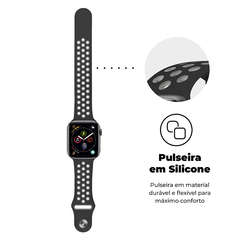 Pulseira para Apple Watch 42 / 44 / 45MM Armor Running - Preto - Gshield