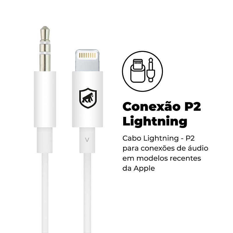 Cabo Auxiliar P2 para iPhone / P2 - Lightning - Gshield - foto 2