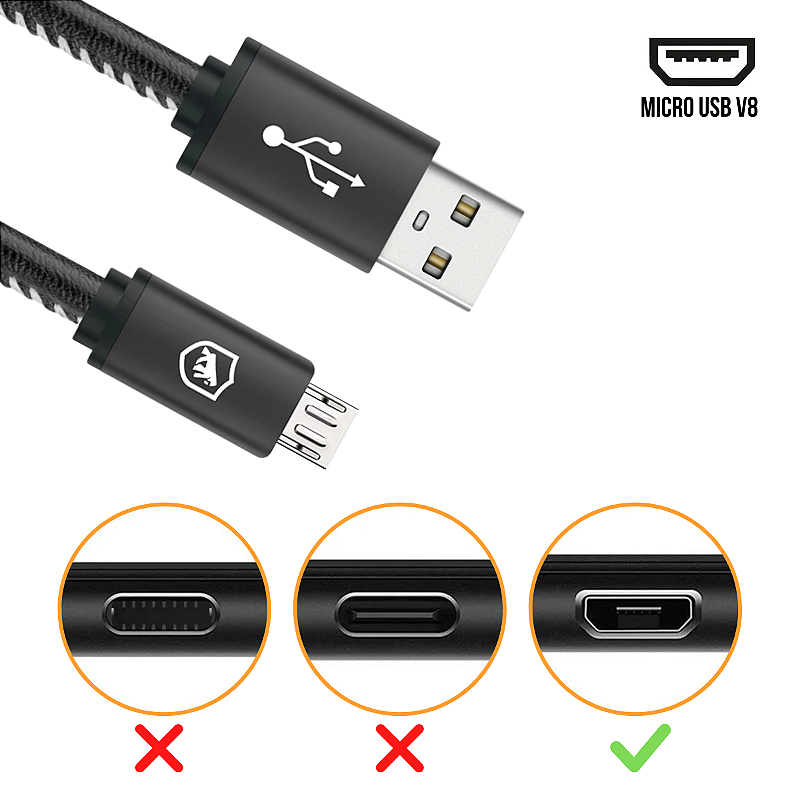 Cabo Dual Shock Micro Usb V8 - Branco - 1,2m - Gshield