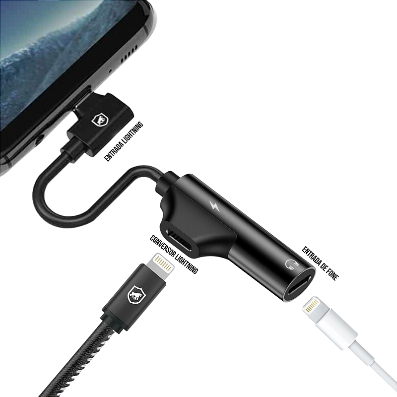 Adaptador Lightning Dinamic com Entrada para Carregamento - Preto - Gshield - foto 5