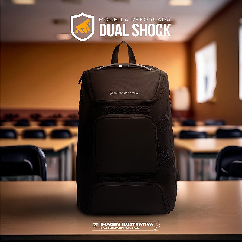 Mochila Executiva para Notebook 15,6" com Abertura 180°, Porta USB e Proteção Antichoque - Dual Shock - Gshield