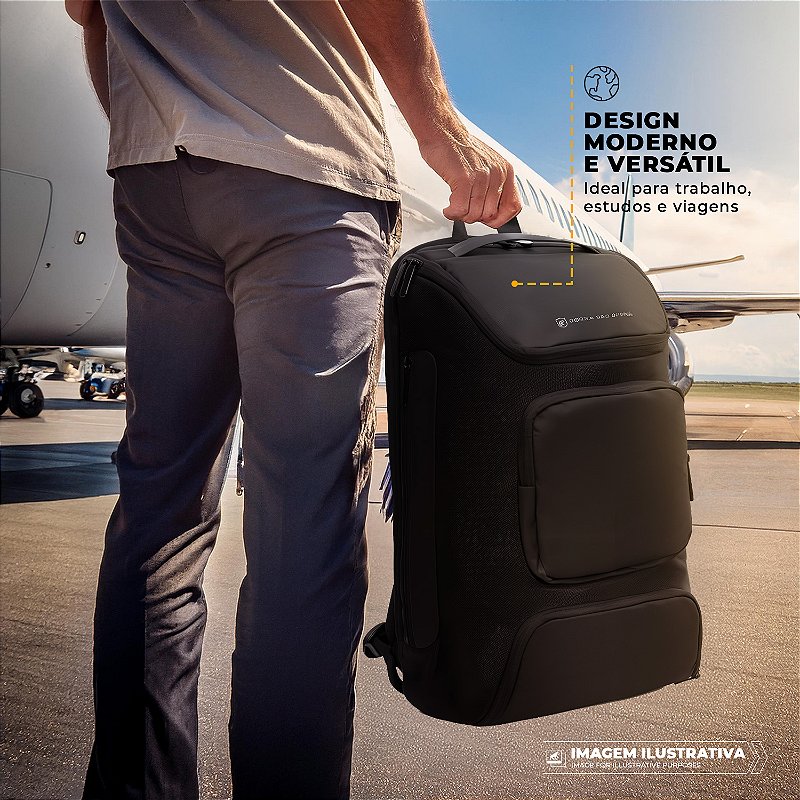 Mochila Executiva para Notebook 15,6" com Abertura 180°, Porta USB e Proteção Antichoque - Dual Shock - Gshield