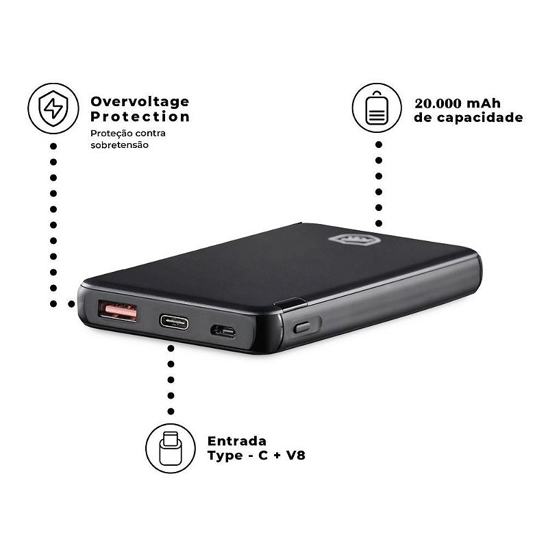 Carregador Portátil Powerfast - 20.000mAh - Gshield - foto 2