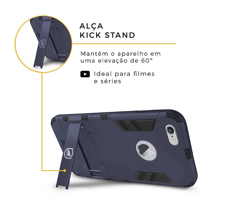 Kit Capa Armor e Película Vidro Dupla iPhone 6 Plus, 6s Plus - Gshield - foto 4