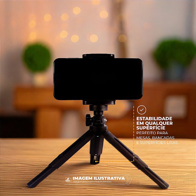 Suporte Tripé para Celular e Câmera - Ajustável, Leve e Dobrável para Mesa e Vídeos - Atomic - Gshield - foto 5