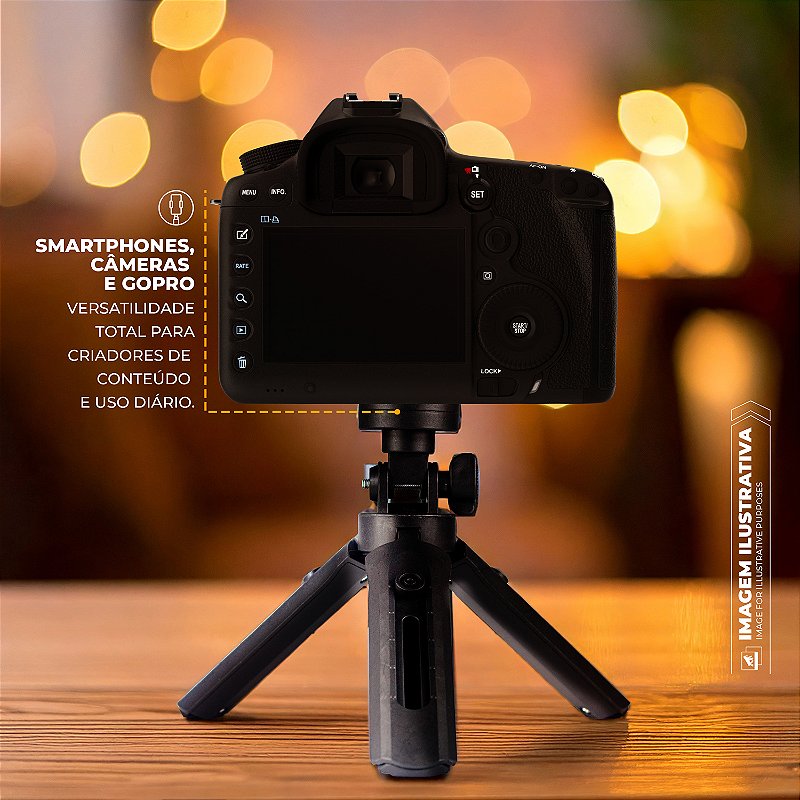 Suporte Tripé para Celular e Câmera - Ajustável, Leve e Dobrável para Mesa e Vídeos - Atomic - Gshield - foto 2